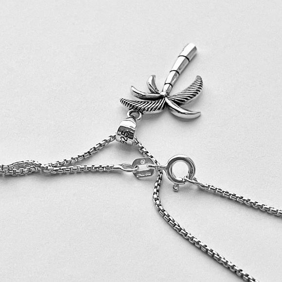 Sterling Silver Palm Tree Necklace, Tropical Necklace, Beach Necklace - Picture 7 of 12
